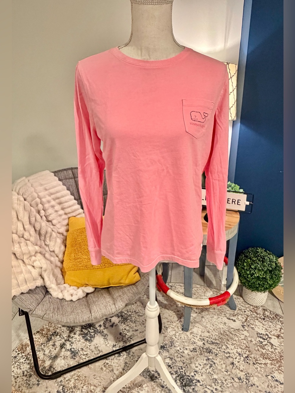 Vineyard Vines Pink Whale Long Sleeve Tee S